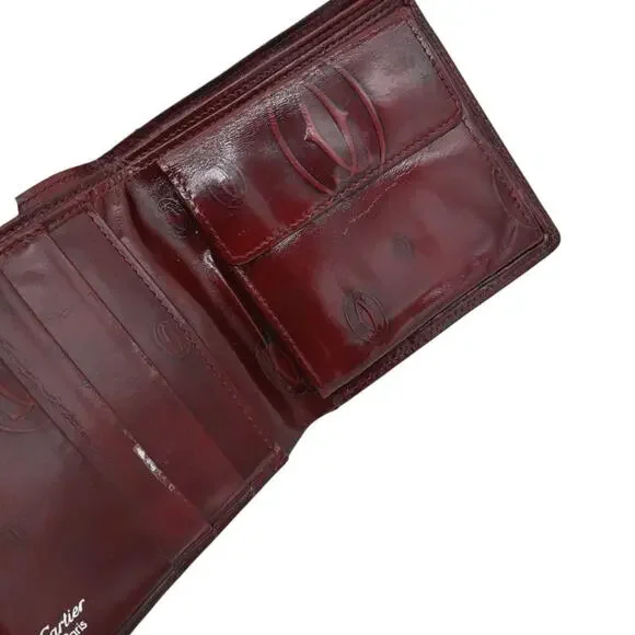Cartier Red Double C Logo Bifold Shiny Leather Must de Wallet
